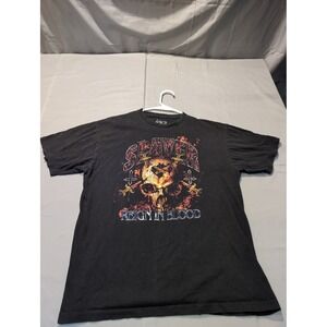 Slayer Reign in Blood Black Graphic‎ Print Band Tee T Shirt Men's LG